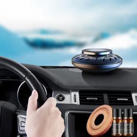 ناشر عطري دوار يعمل بالطاقة الشمسية للسيارة + 2 زيت أساسي