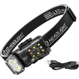 Lampe frontale LED magnétique et Rechargeable rotatives à 90 degrés