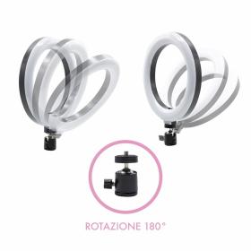 Anneau Selfie LED 20 cm avec 2 Supports Smartphone et 3 Modes d’éclairage