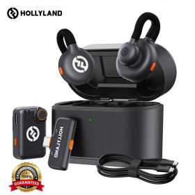 Microphone cravate sans fil Hollyland Lark M2S Combo (récepteur caméra + récepteur USB-C + câble Lightning)